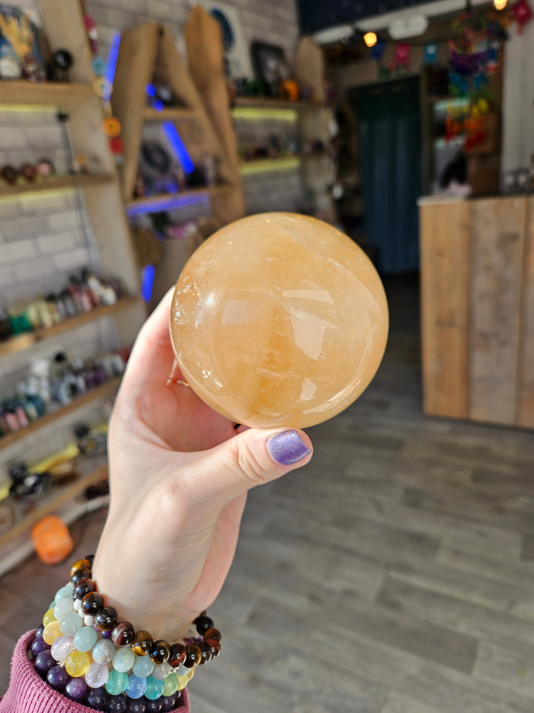 Honey Calcite Sphere